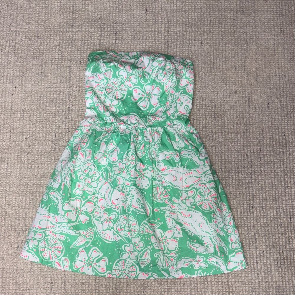 Women’s XS, Lili Pulitzer Strapless Green Floral Dress